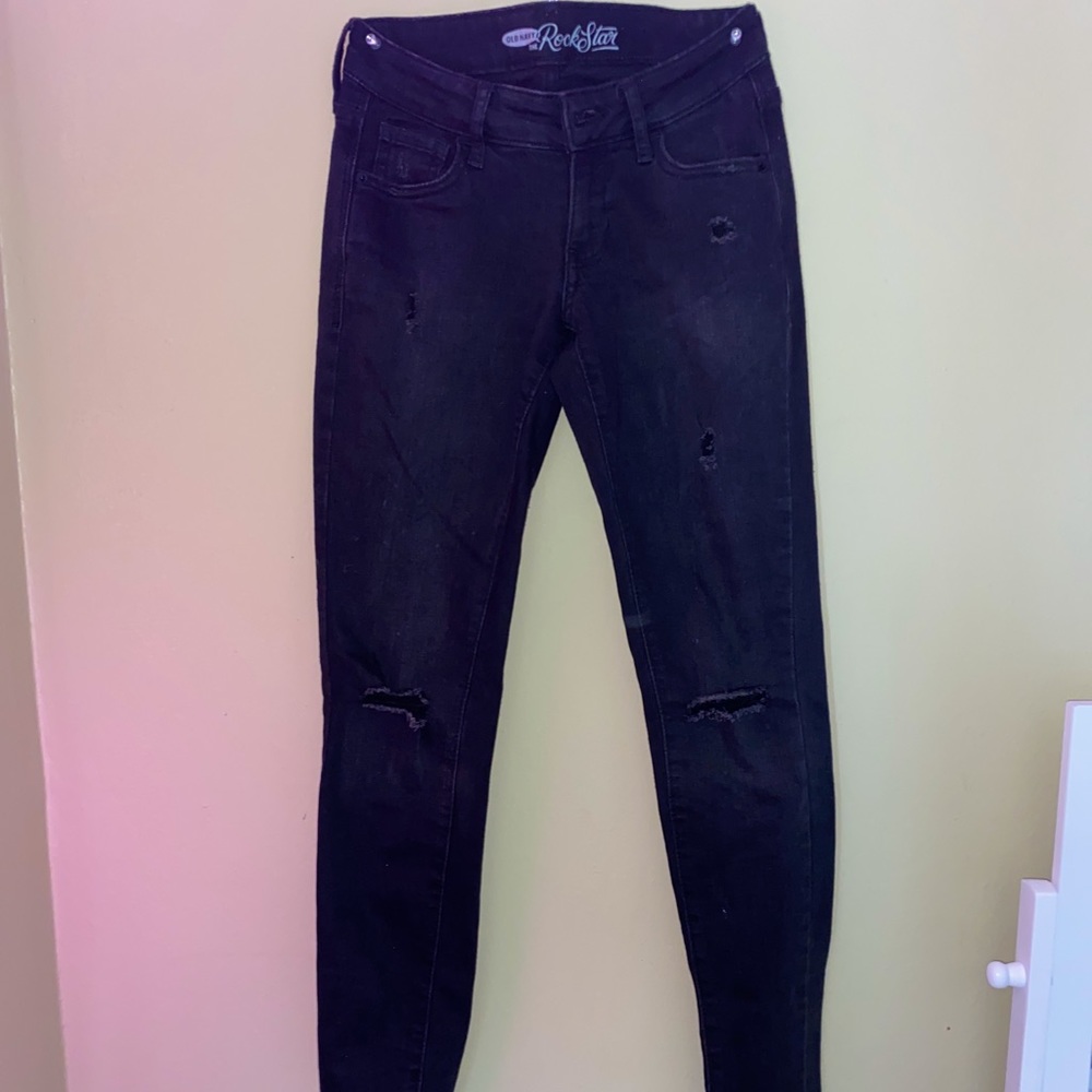 Old navy black ripped jeans size:0